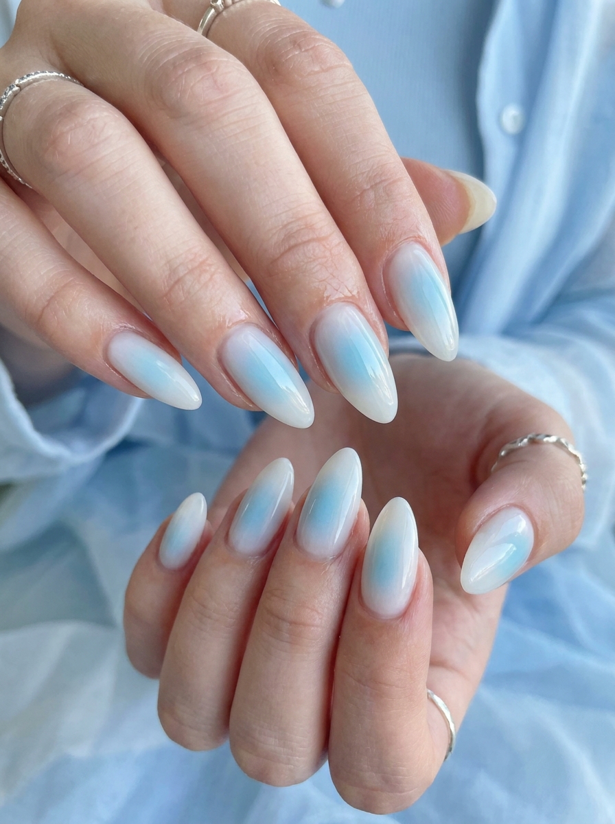 Ice Blue Aura Nails